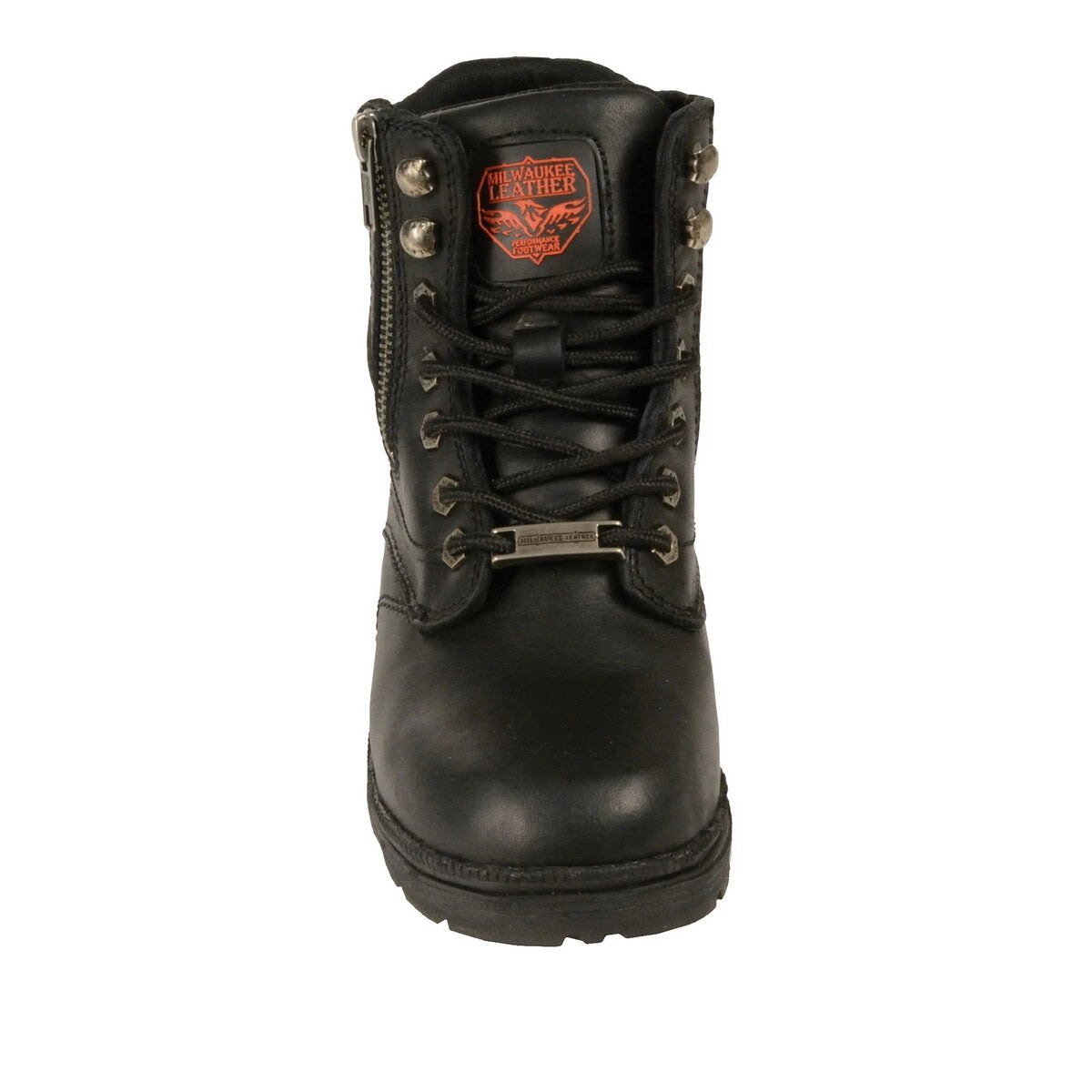 Milwaukee Leather MBL9320 Womens Black Lace-Up Boots with Side Zipper
