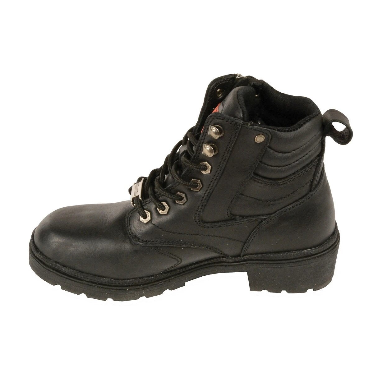 Milwaukee Leather MBL9320 Womens Black Lace-Up Boots with Side Zipper