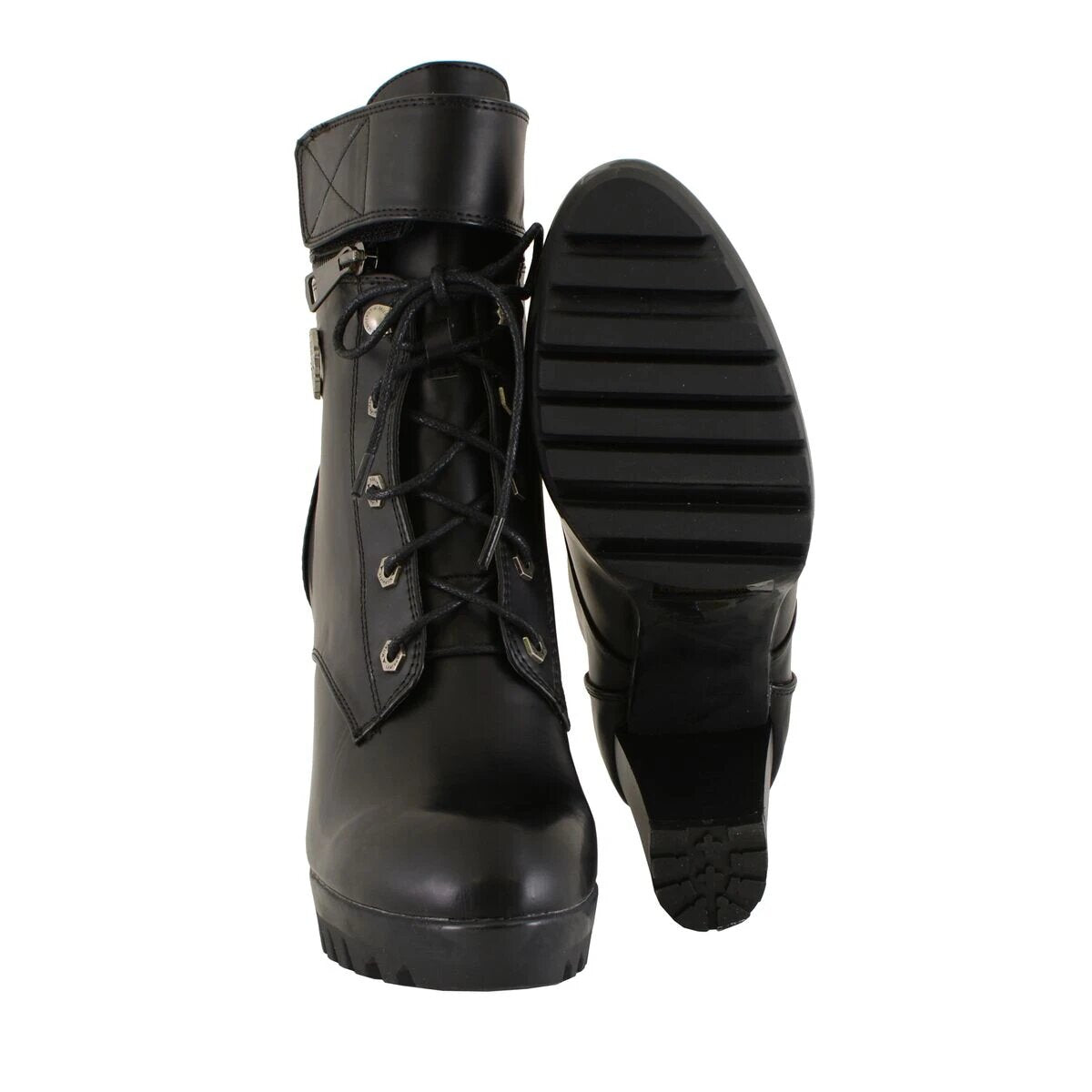Womens Black Lace-Up Boots with Double Height Option