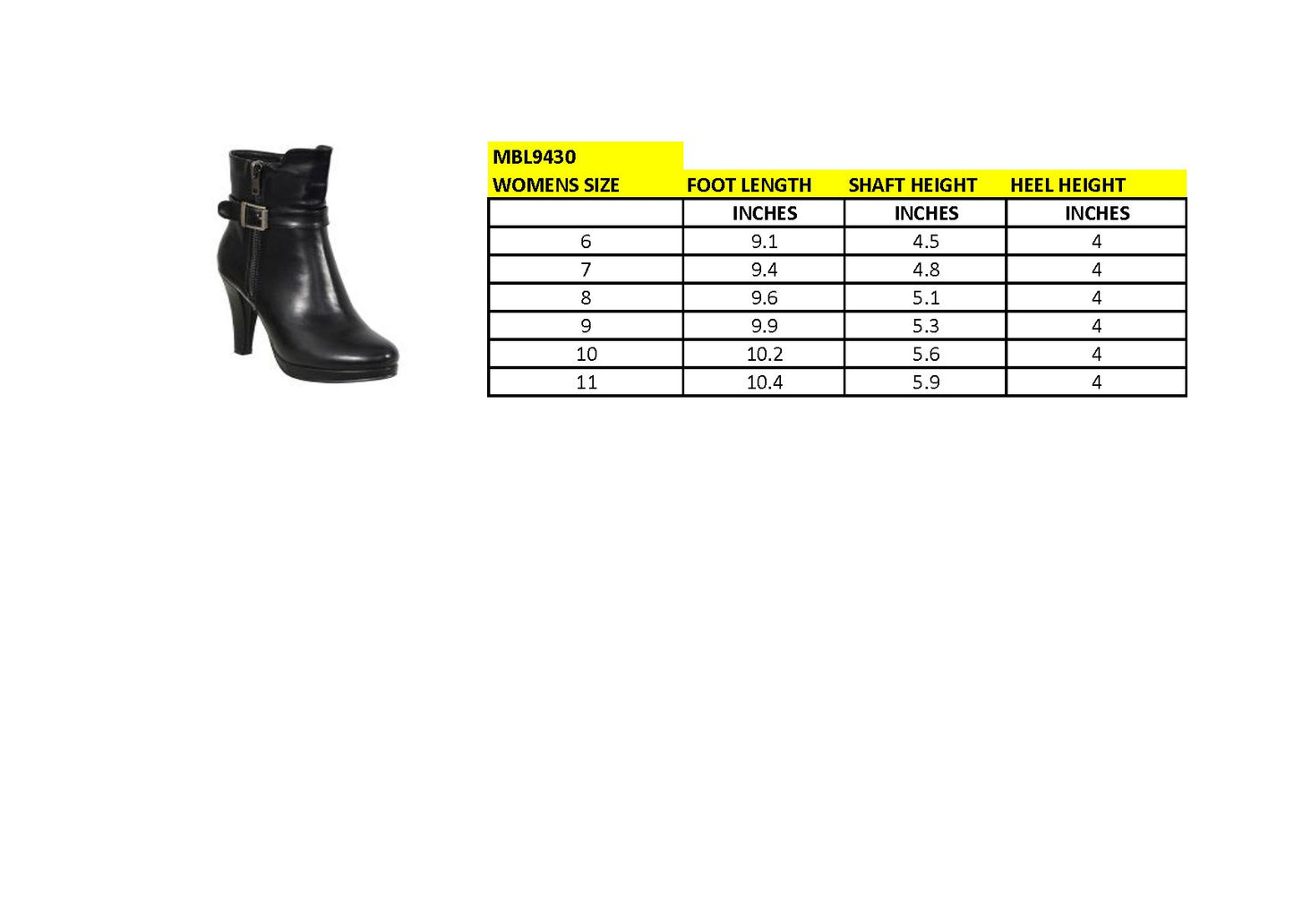 Womens Black Boots with Side Zipper Entry and Adjustable Buckle