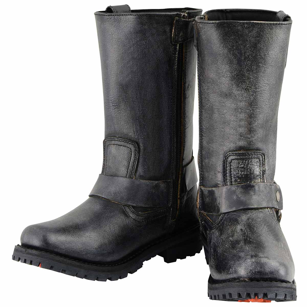 Men's Distressed Gray 11-inch Classic Harness Square Toe Boots