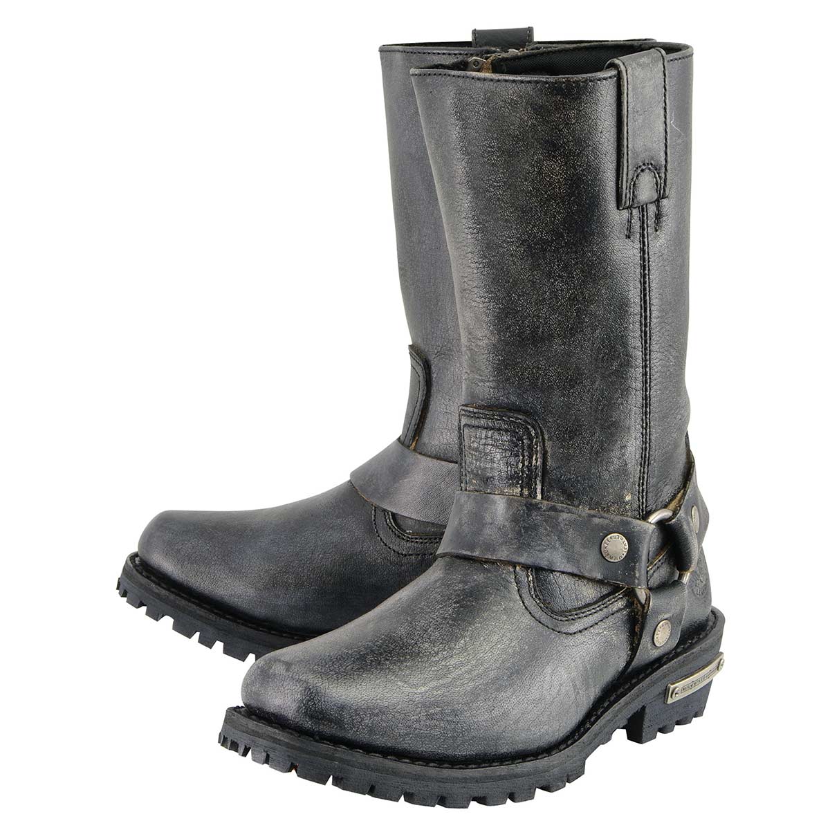 Men's Distressed Gray 11-inch Classic Harness Square Toe Boots