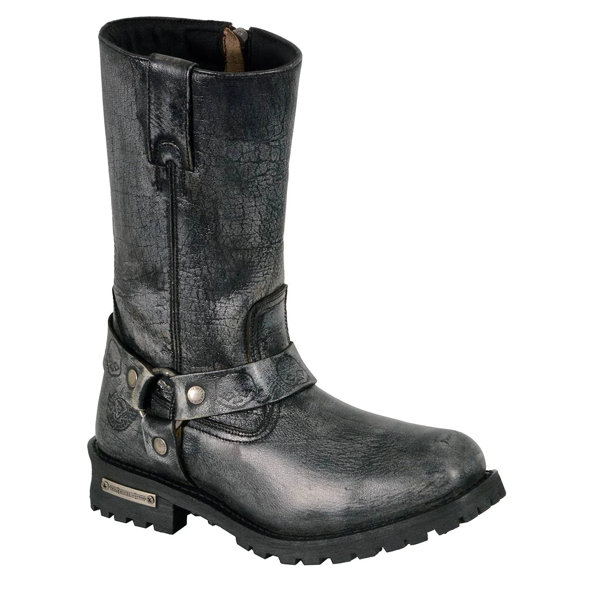 Men's Distressed Gray 11-inch Classic Harness Square Toe Boots