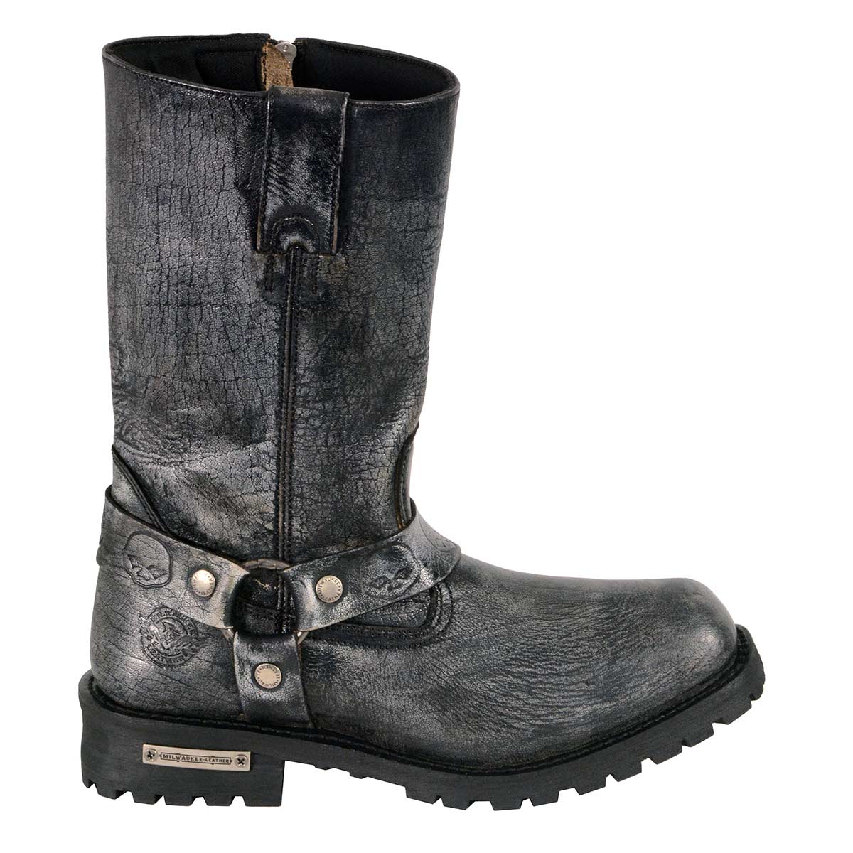 Men's Distressed Gray 11-inch Classic Harness Square Toe Boots