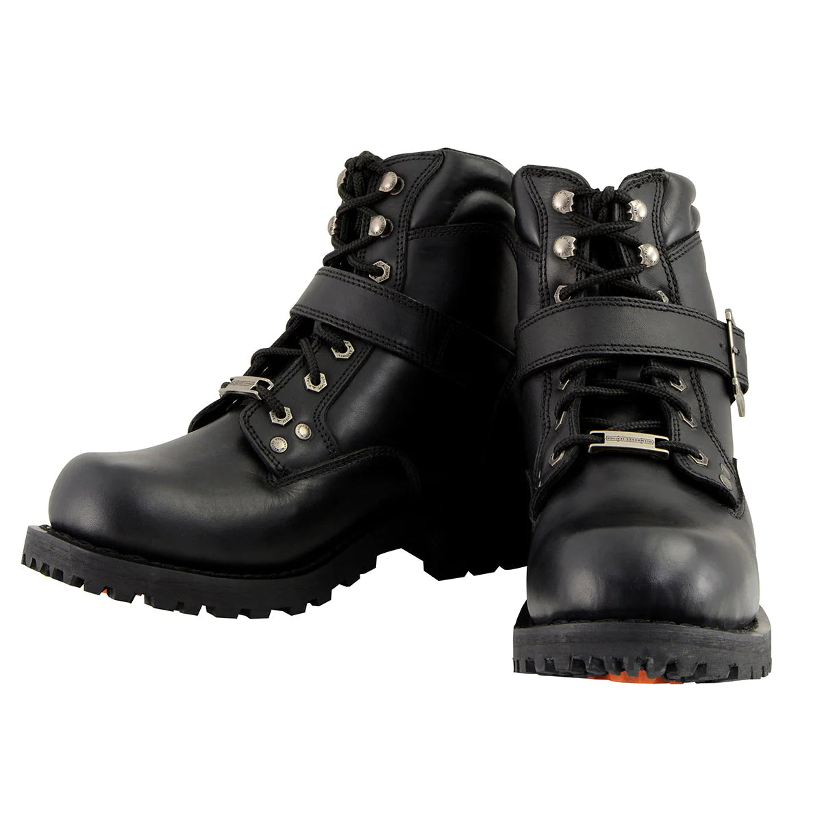 Men's Black 'Wide-Width' Lace-Up 6-inch Engineer Boots with Side Buckle