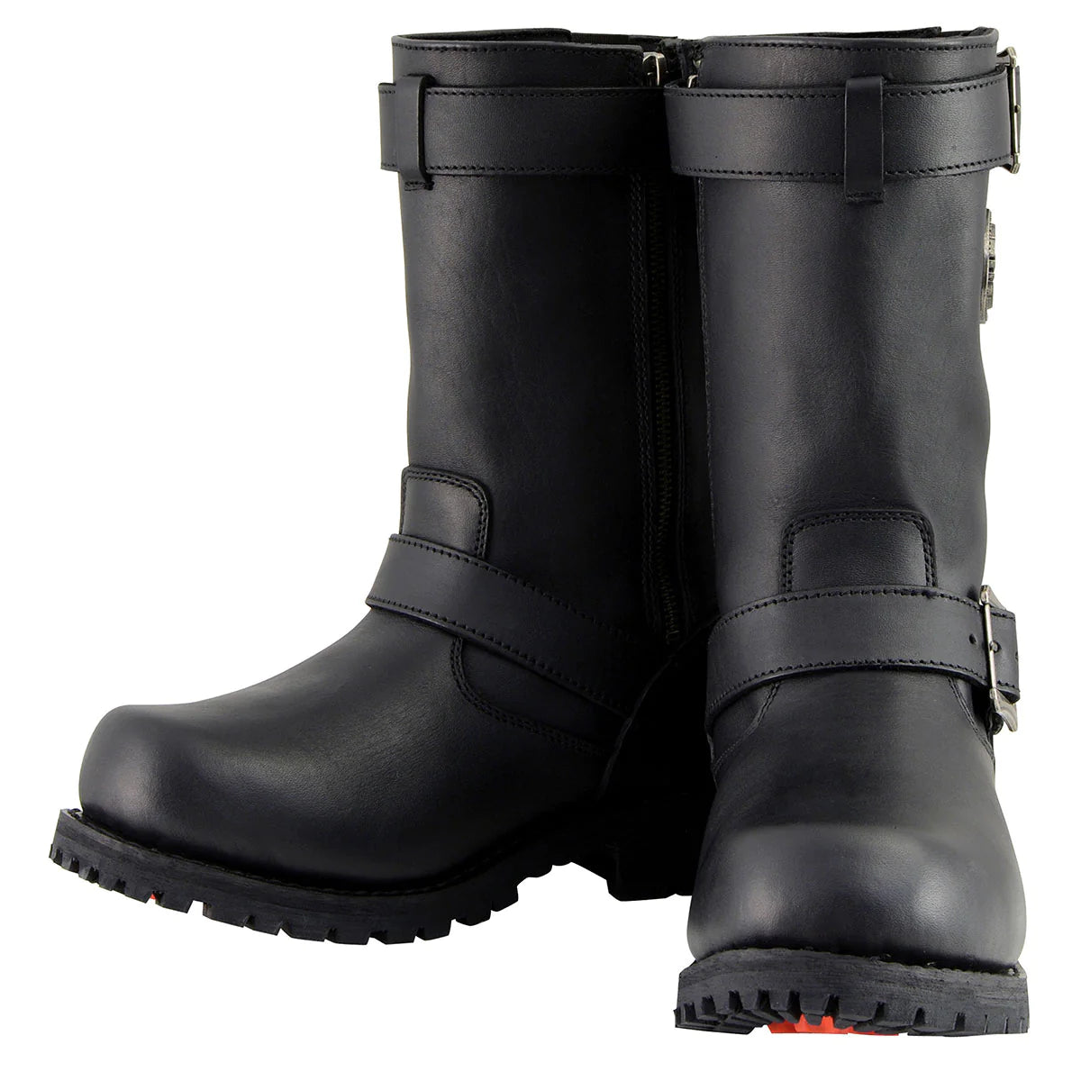 Men's Black 'Wide-Width' 11-Inch Classic Engineer Motorcycle Leather Boots