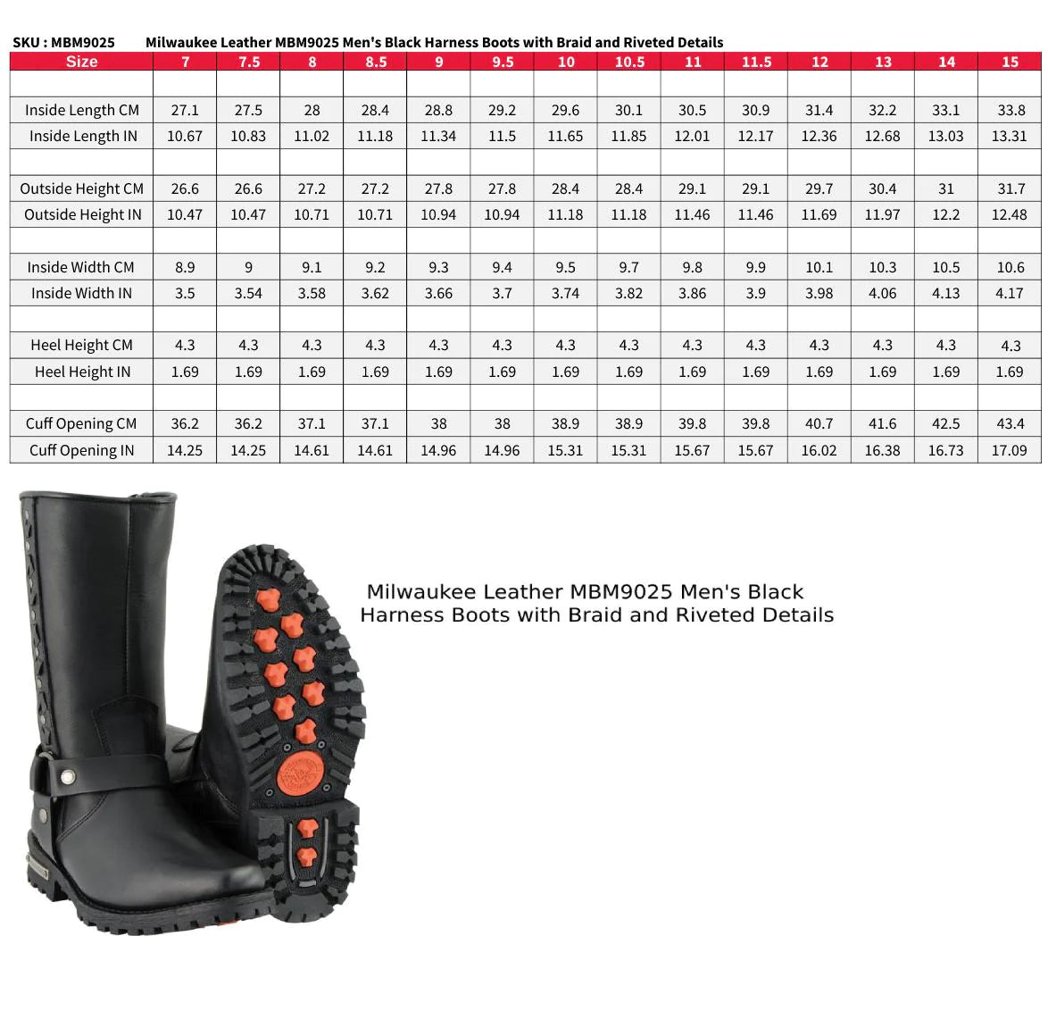 Men's Black Harness Boots with Braid and Riveted Details