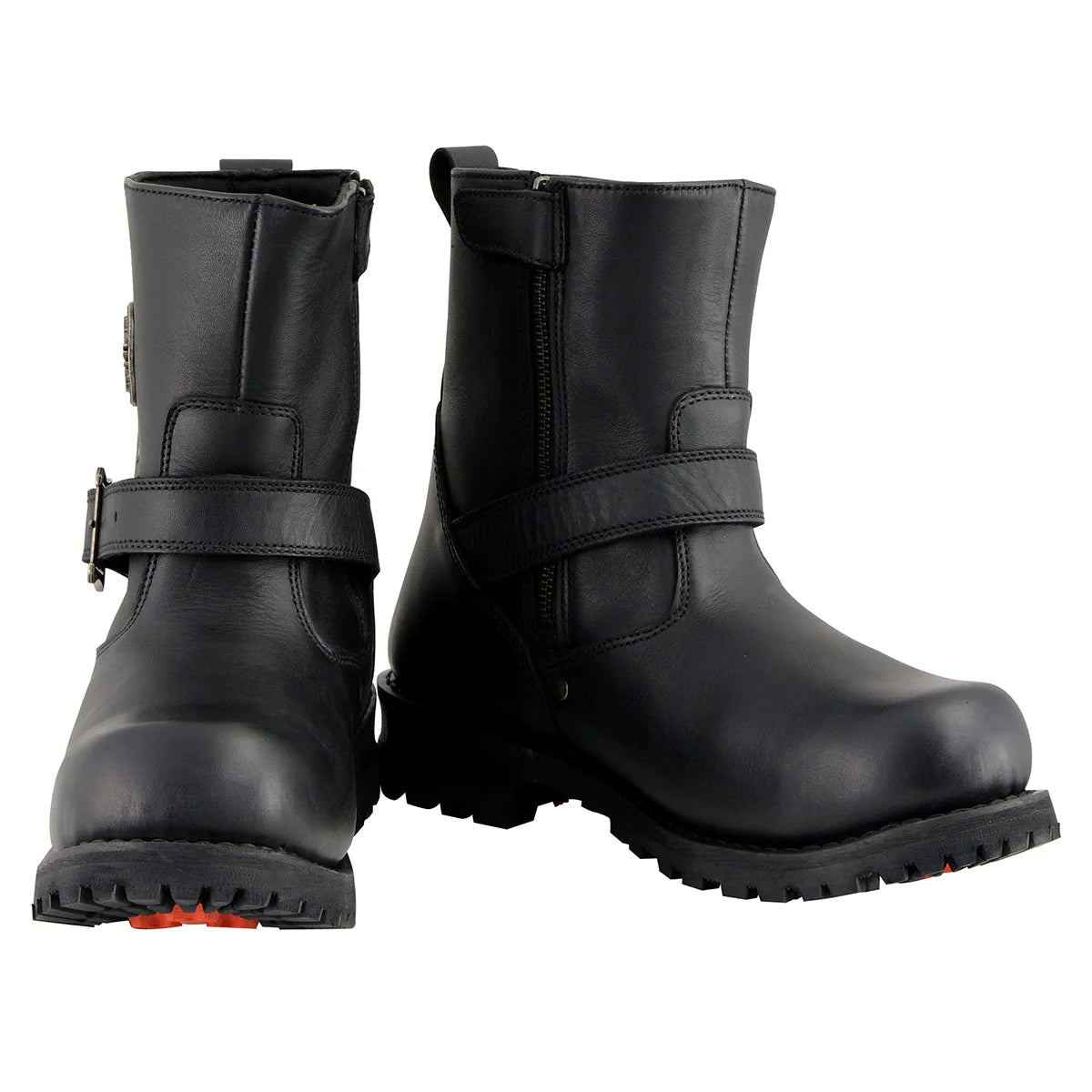 Men's Black 6-inch Classic Engineer Boots with Side Zipper