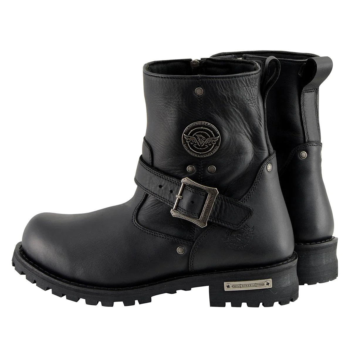 Men's Black 6-inch Classic Engineer Boots with Side Zipper