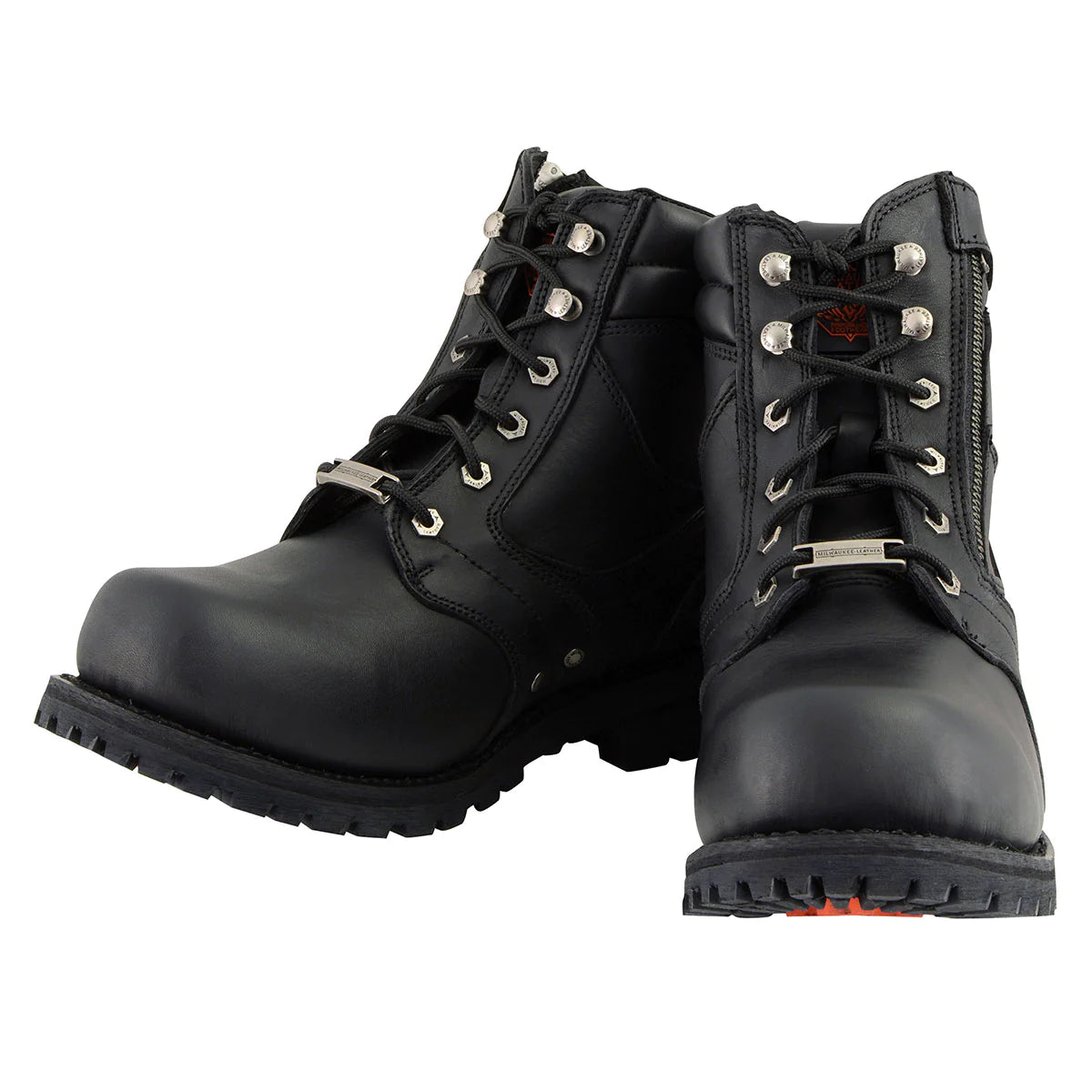 Men's Black 6-inch Lace-Up Boots with Zipper Closure