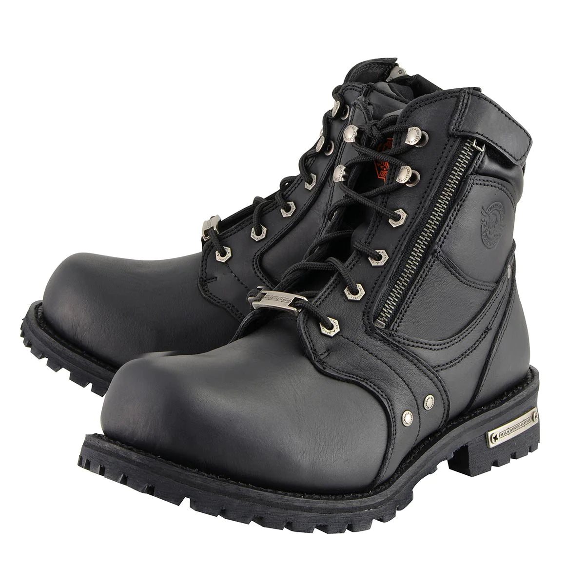 Men's Black 6-inch Lace-Up Boots with Zipper Closure