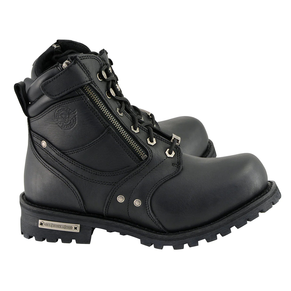 Men's Black 6-inch Lace-Up Boots with Zipper Closure