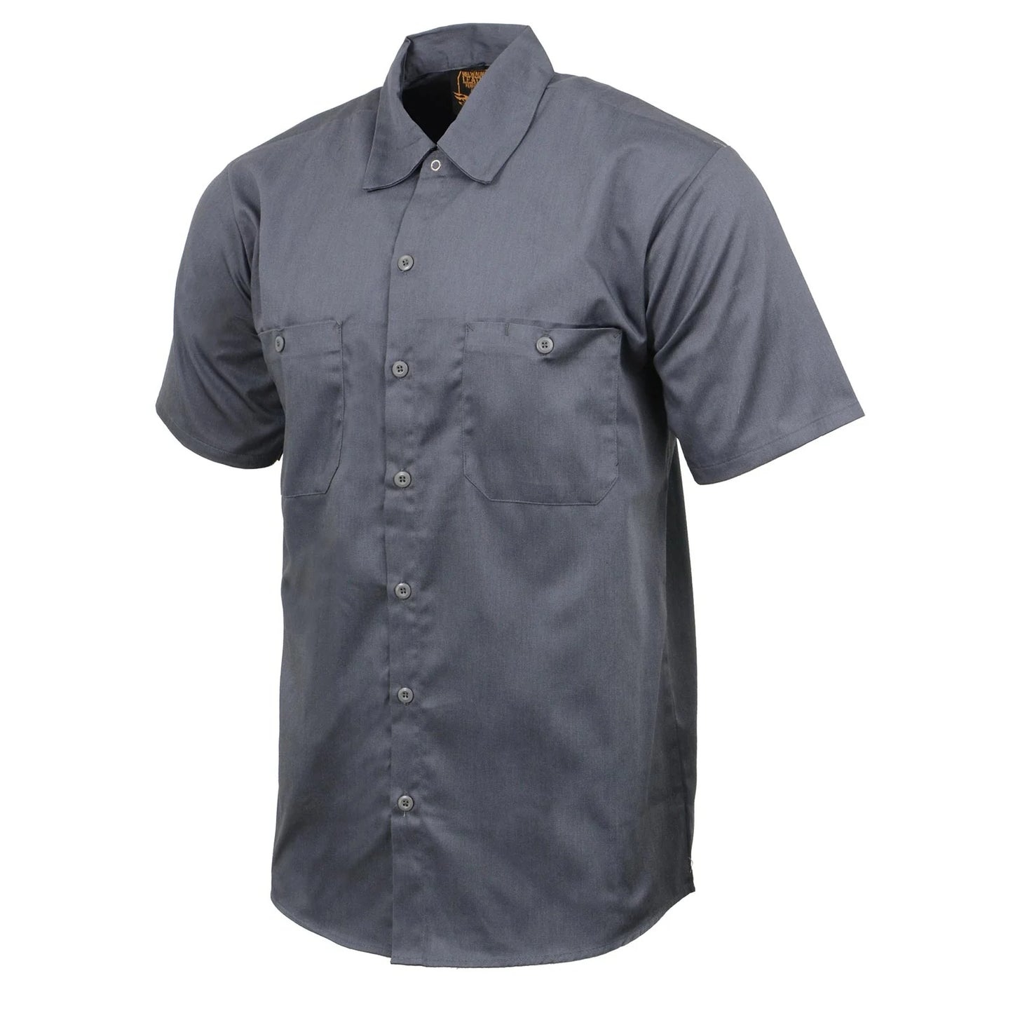 Grey Button Up Heavy Duty Work Shirt For Men's, Classic Mechanic Work Shirt w/ Pockets