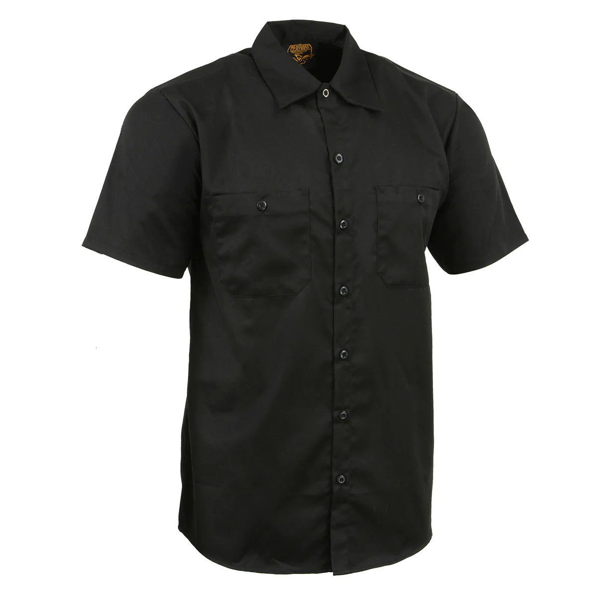 Black Button Up Heavy-Duty Work Shirt for Men's, Classic Mechanic Work Shirt w/ Pockets