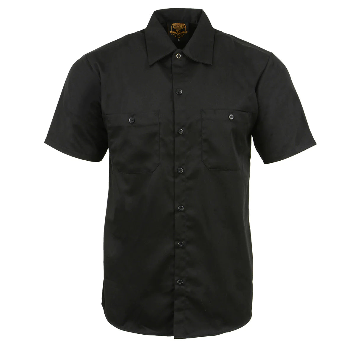 Black Button Up Heavy-Duty Work Shirt for Men's, Classic Mechanic Work Shirt w/ Pockets