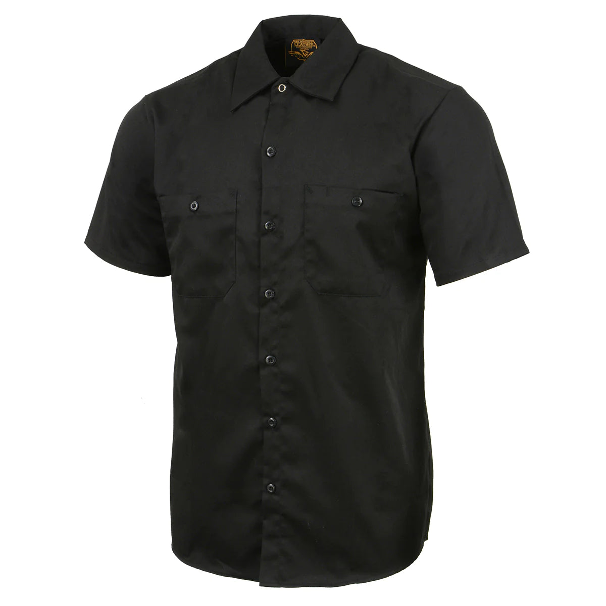 Black Button Up Heavy-Duty Work Shirt for Men's, Classic Mechanic Work Shirt w/ Pockets