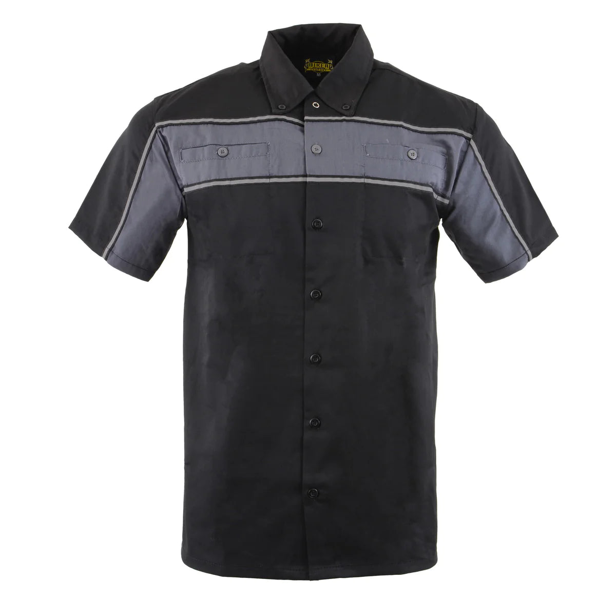 Black and Grey Button Up Heavy-Duty Work Shirt for Men's, Classic Mechanic Work Shirt