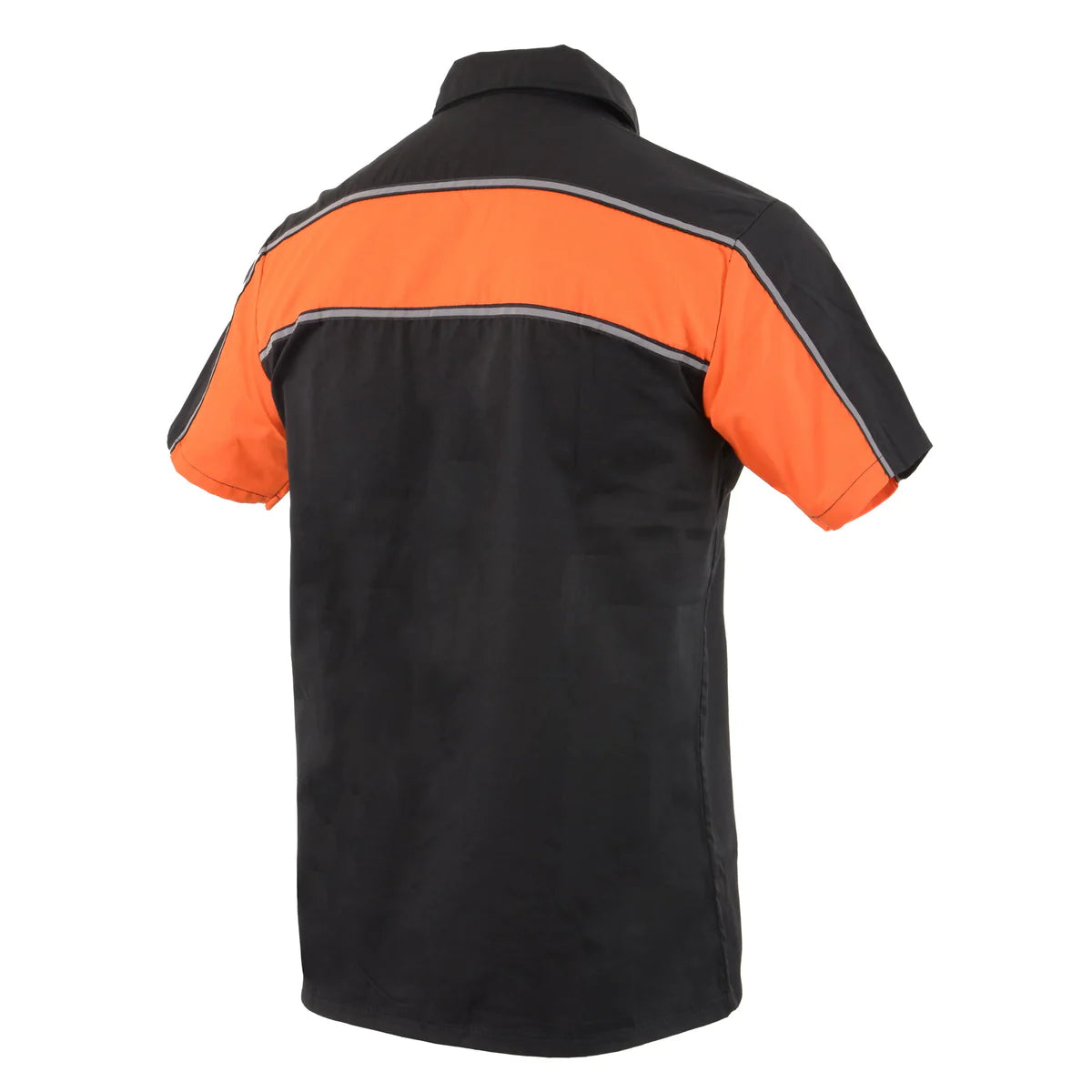 Black and Orange Button Up Heavy-Duty Work Shirt for Men's, Classic Mechanic Work Shirt