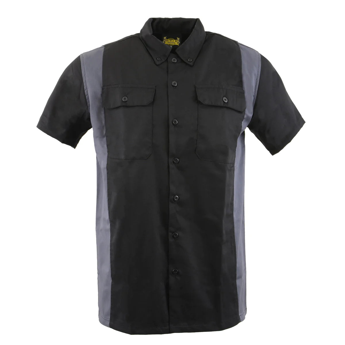 Black and Grey Button Up Heavy-Duty Work Shirt for Men's, Classic Mechanic Work Shirt