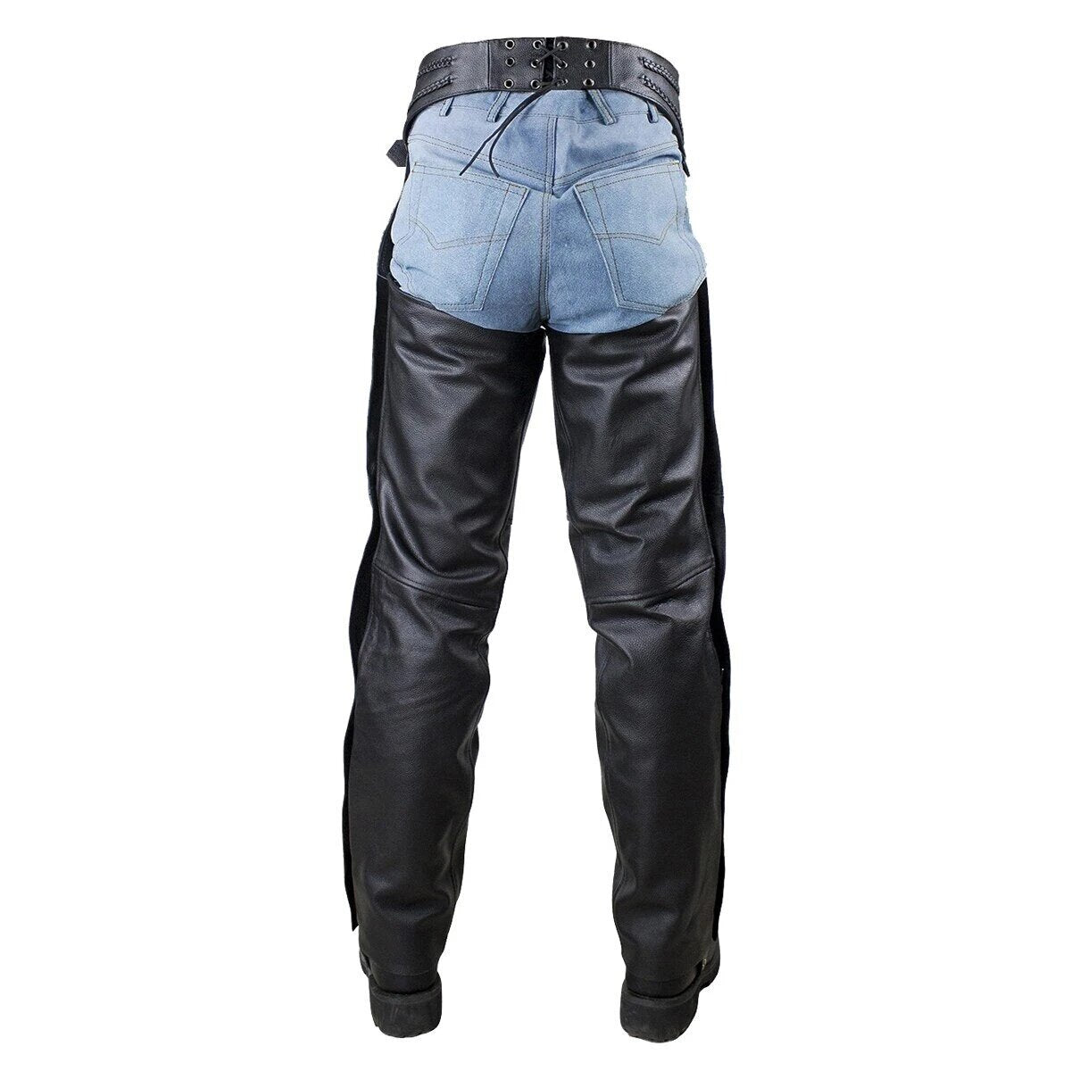 VANCE LEATHER BASIC ECONOMY LEATHER CHAPS WITH BRAID TRIM