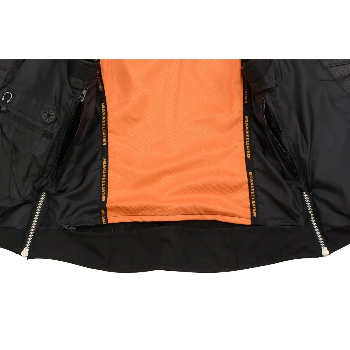 Ladies Black Leather Vest with Riveted Lapel Collar