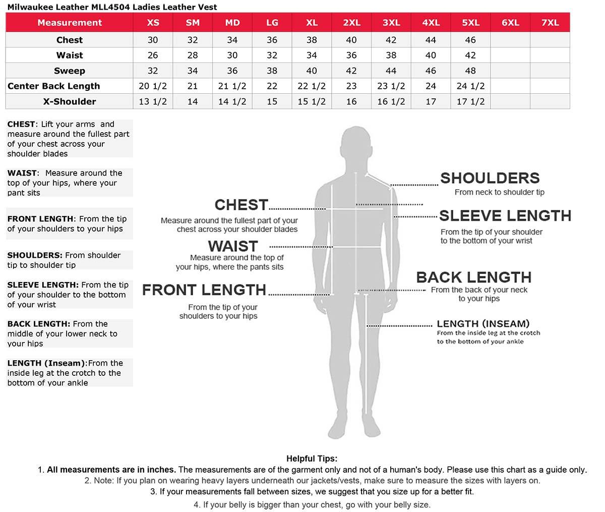 Milwaukee Leather MLL4504 Women's 'Riveted' Black Leather Vest with Side Laces