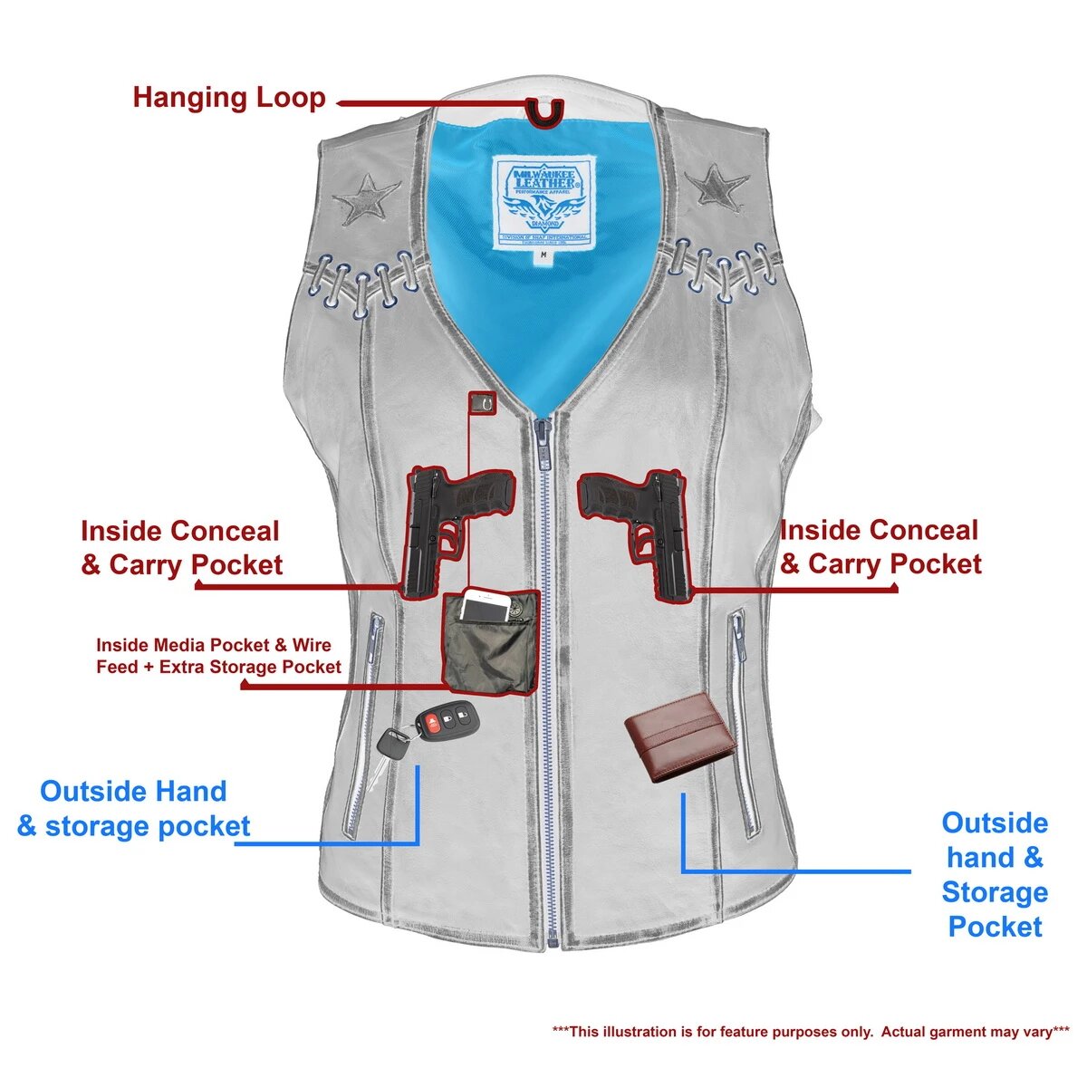 Milwaukee Leather MLL4527 Women's Distressed Brown Leather Vest