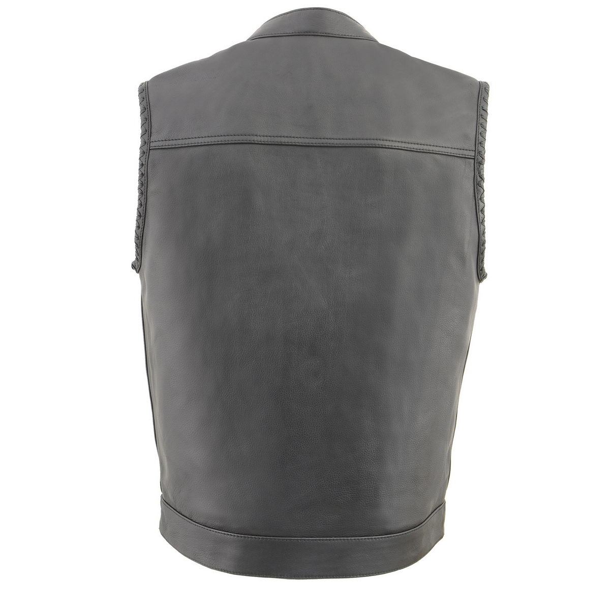 Men’s ‘Old Glory’ Black Leather Vest with Laced Arm Holes