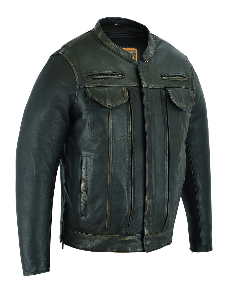 Men’s Modern Utility Style Jacket in Lightweight Drum Dyed Distressed Nake