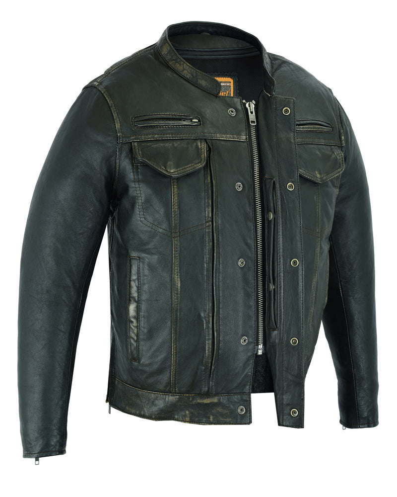 Men’s Modern Utility Style Jacket in Lightweight Drum Dyed Distressed Nake