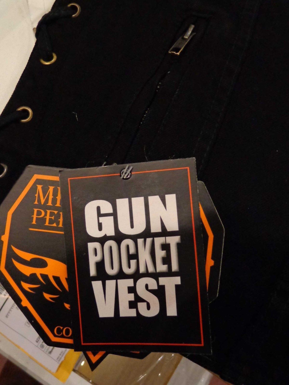 MEN’S MOTORCYCLE RIDING LIGHT WEIGHT BLK DENIM VEST WITH SIDE LACES & ZIPPER