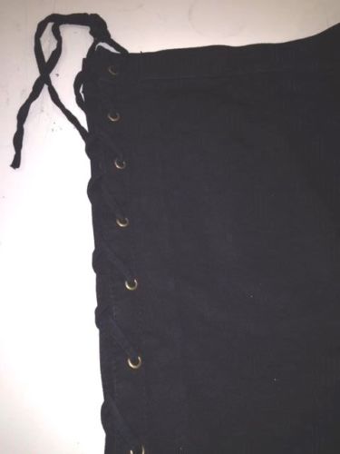 MEN’S MOTORCYCLE RIDING LIGHT WEIGHT BLK DENIM VEST WITH SIDE LACES & ZIPPER