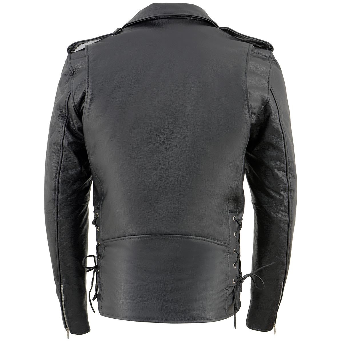 Men's TALL Classic Side Lace Police Style Motorcycle Leather Jacket