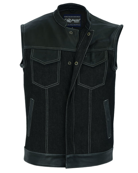 MEN’S LEATHER/DENIM COMBO VEST