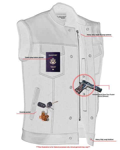 MEN’S LEATHER/DENIM COMBO VEST