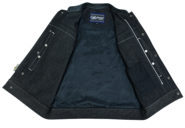 MEN’S LEATHER/DENIM COMBO VEST