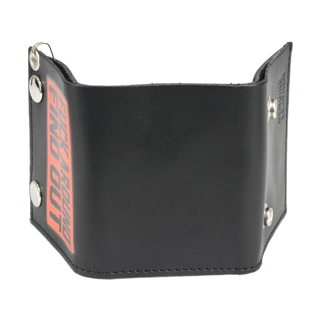 Men's 4” Leather “F.A.F.O.” Tri-Fold Biker Wallet w/ Anti-Theft Stainless Steel Chain