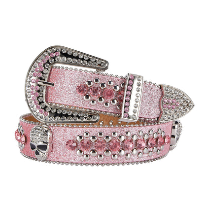 Premium Strap Men Women Western Fashion Pink Bling Bling Rhinestones Diamond Belts
