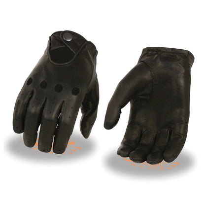 Men's Black Unlined Leather Pro Driving Gloves