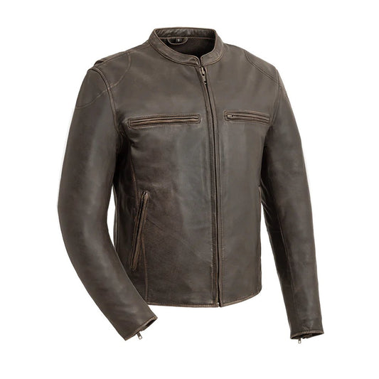 Indy Men's Motorcycle Leather Jacket - Antique Brown