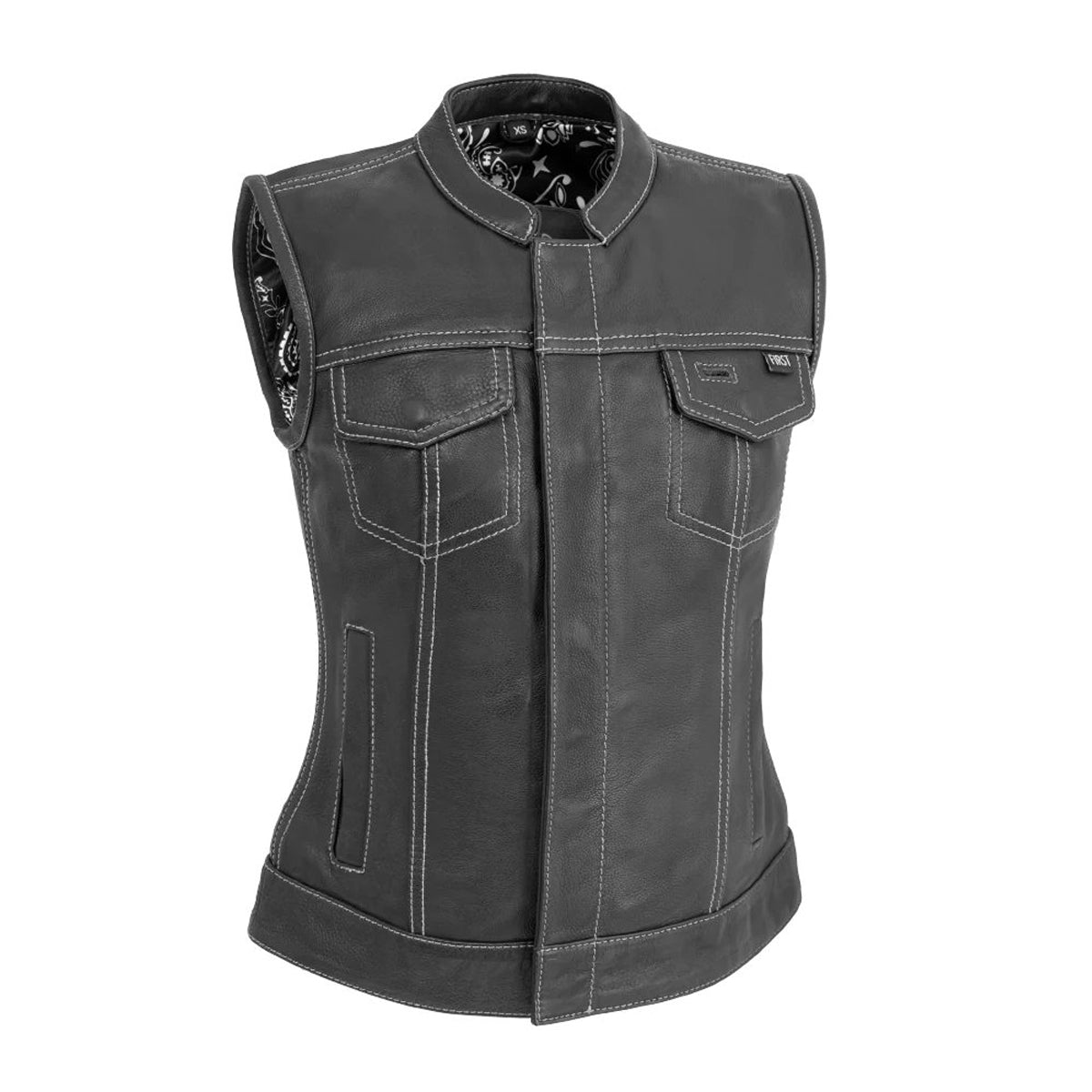 Jessica Women's Motorcycle Leather Vest - White - Limited Edition