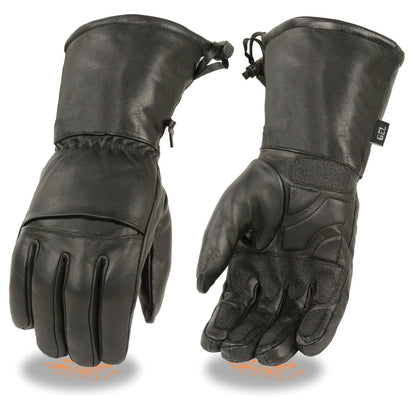 Men's 'Flex Knuckles' Black Waterproof Leather Gauntlet Gloves