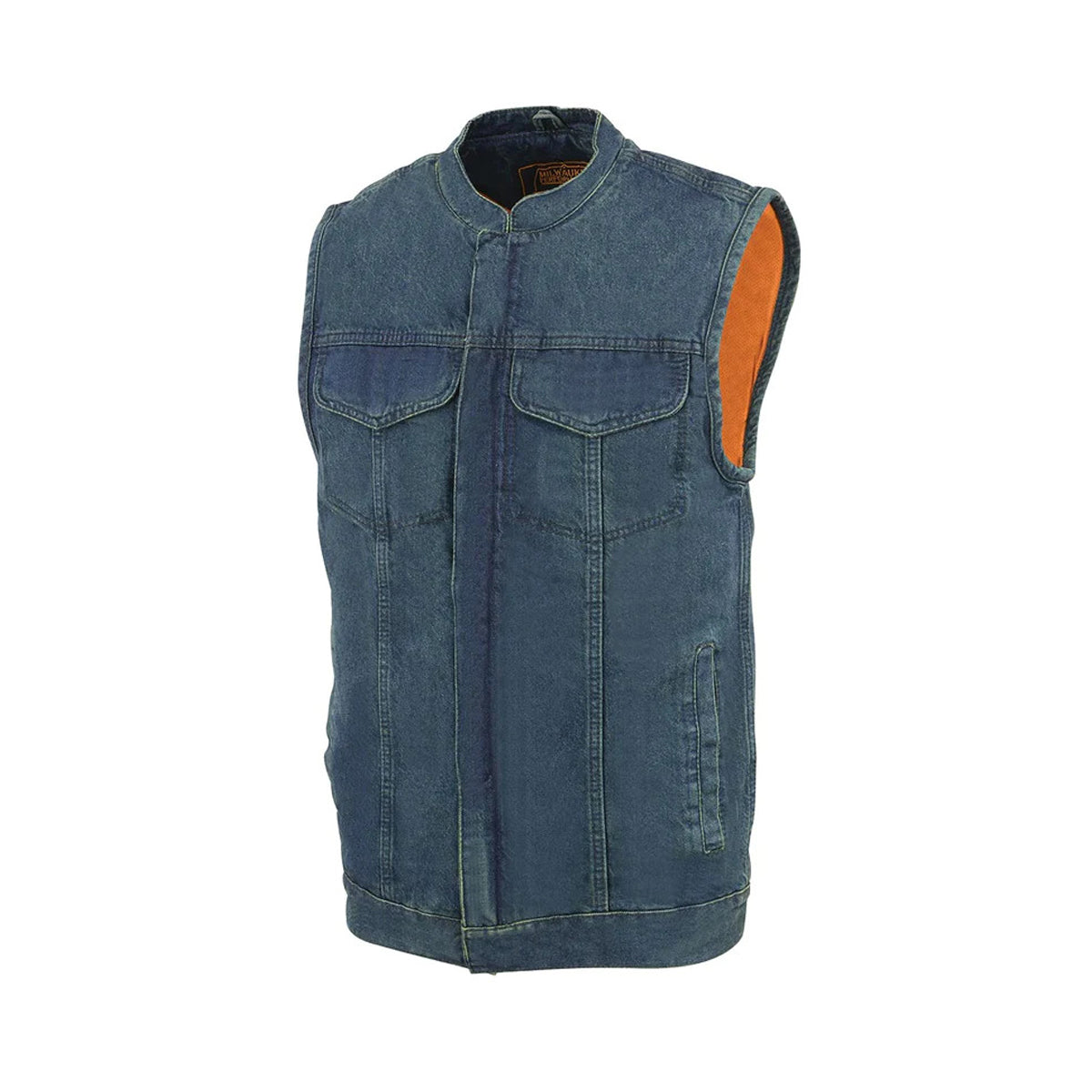 Men's Blue Denim ‘Quick Draw’ Dual Closure Club Style Vest