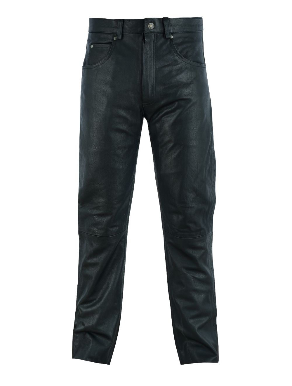 Five Pockets Cowhide Biker Leather Pants