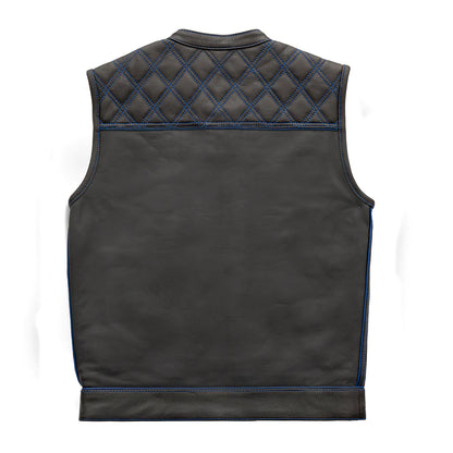 Finish Line- Blue Checker - Men's Motorcycle Leather Vest