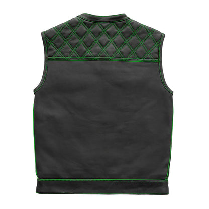 Finish Line - Green Checker - Men's Motorcycle Leather Vest