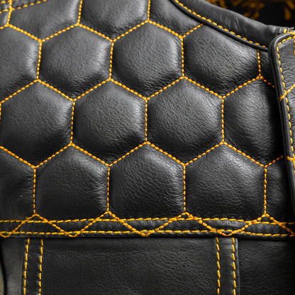 Hornet Men's Club Style Leather Vest - Gold