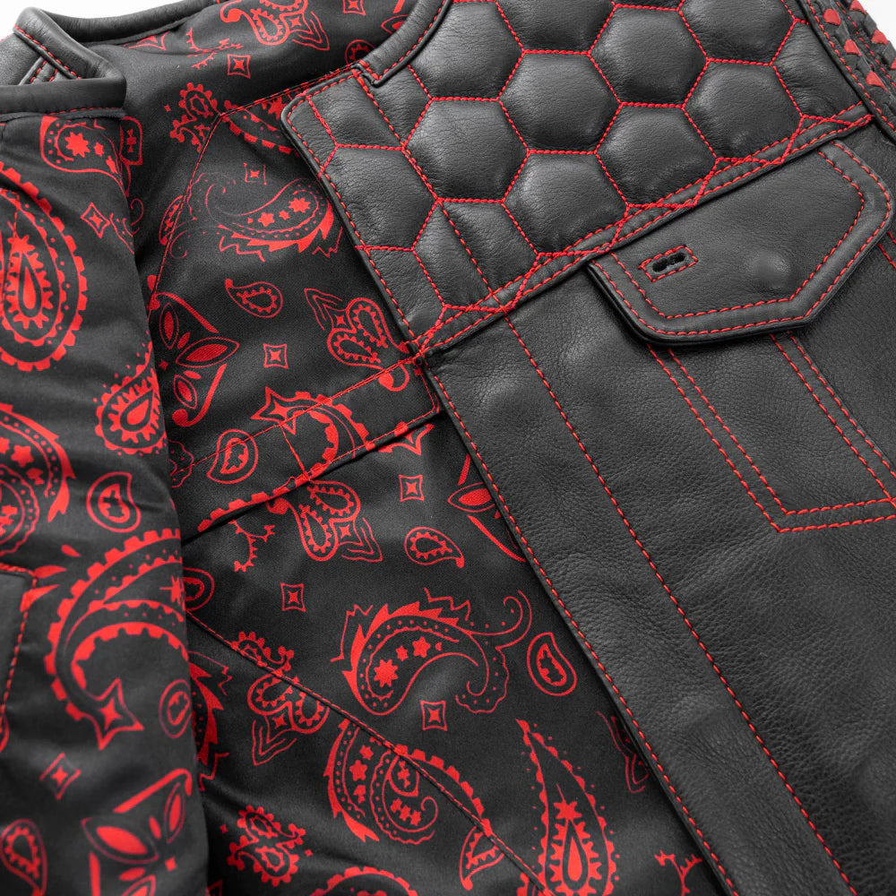 Hornet Men's Club Style Leather Vest - Red