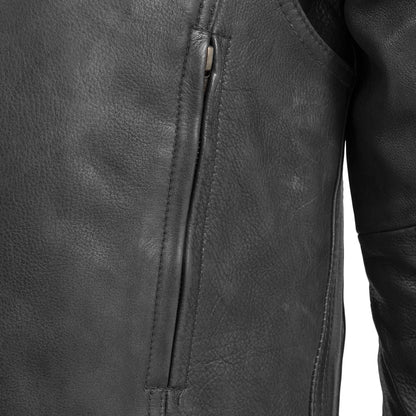 Raider Men's Motorcycle Leather Jacket - Black