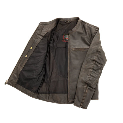 Indy Men's Motorcycle Leather Jacket - Antique Brown